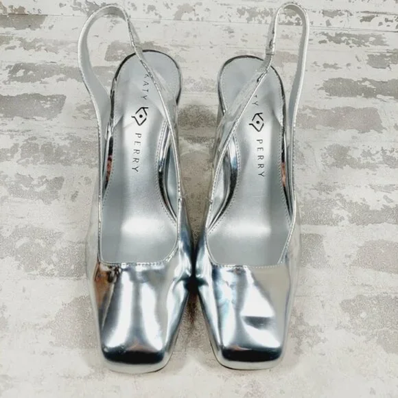 New Katy Perry Women's The Hollow Heel Sling Back Silver Pumps A207 - Picture 9 of 12